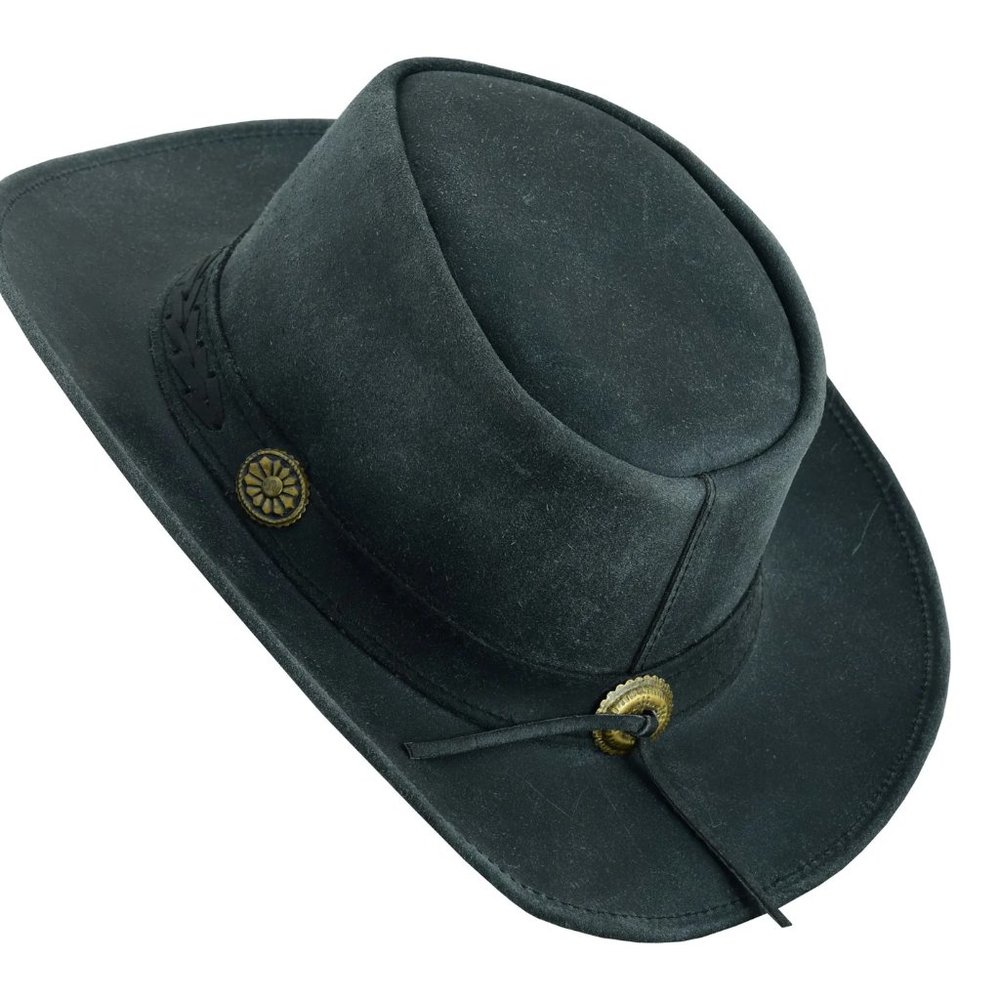 Real Leather Hats Western Style for Men and Women shapeable Brim vintage look